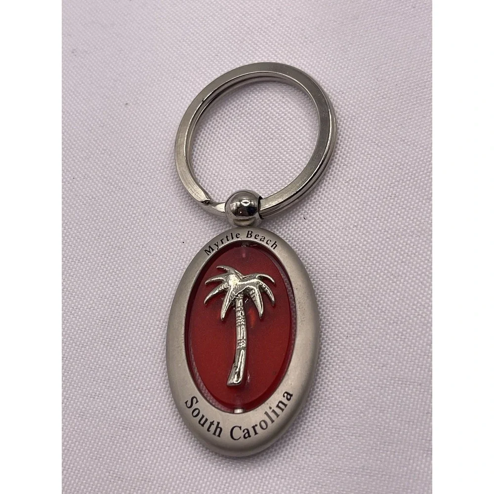 Vintage Myrtle Beach South Carolina Spinner‎ Keychain Souvenir Keyring Palm Tree